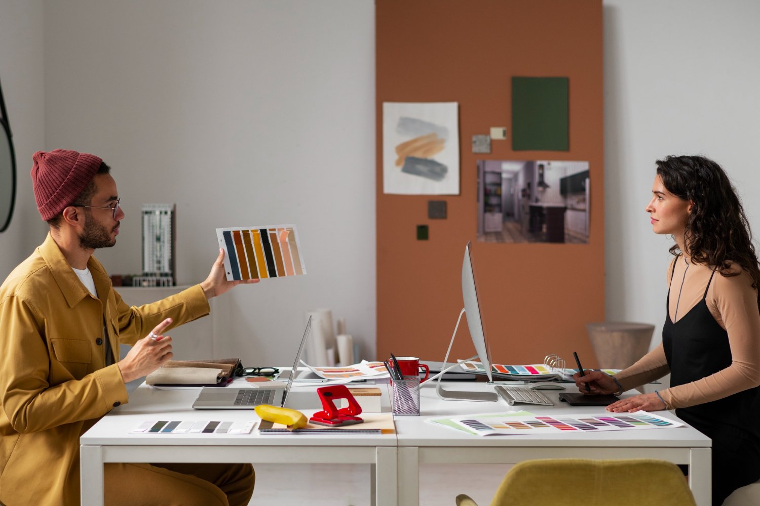 People working together in an office environment medium shot