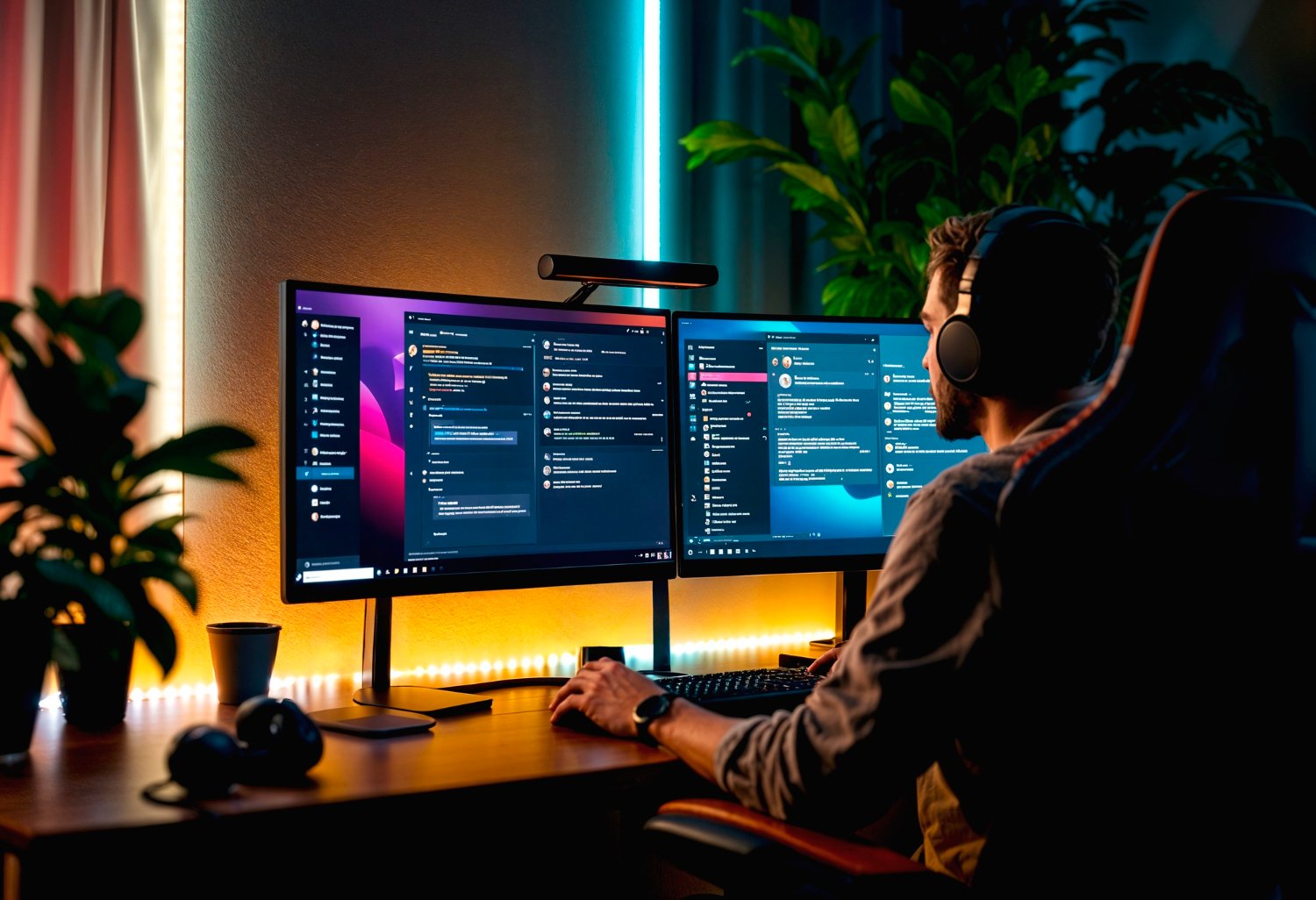 Programmer working late on web development project