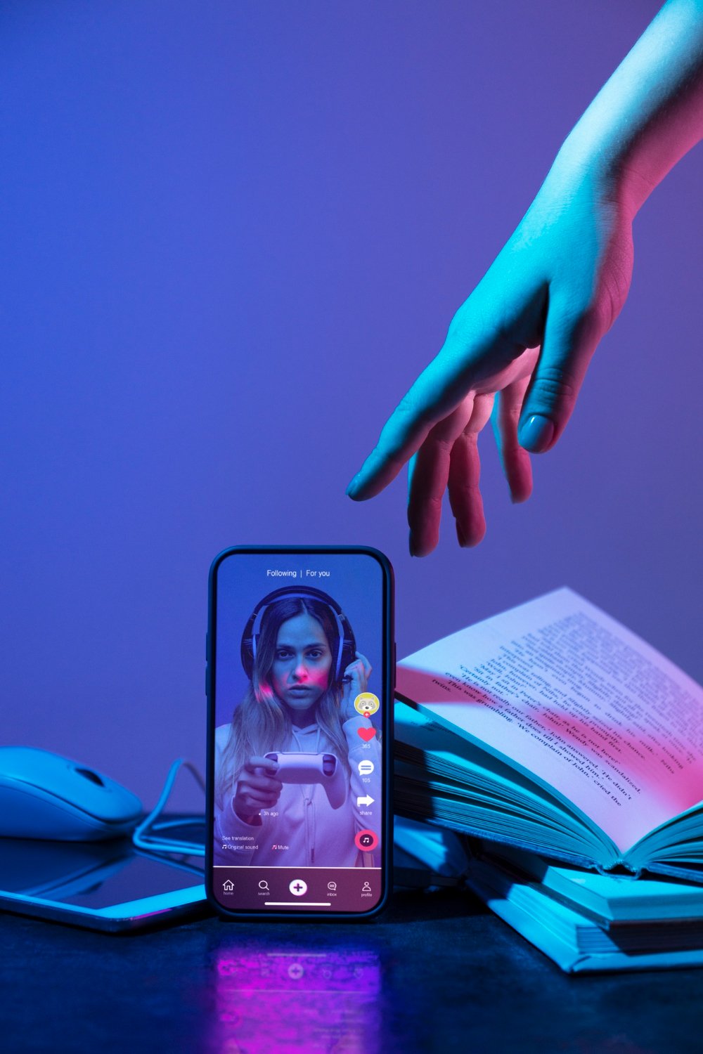 books versus technology concept for TikTok marketing