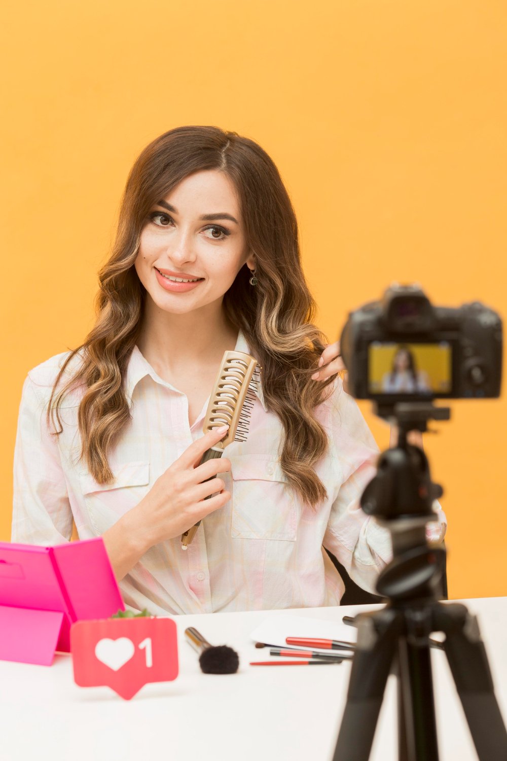 tiktok marketing staff member recording personal blog video